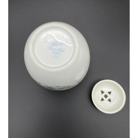 Potpourri Jar Ginger Princess House Exclusive Floral Pink Daisies Blue Bows Vint - Picture 9 of 9